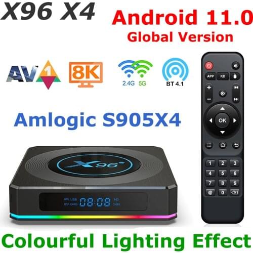 X96 X4 Android 11 TV BOX Amlogic S905X4 RGB Light 4G 64G 4K Youtube 5G DUAL WIFI USB3.0 AV1 Media Player 8K Set top box