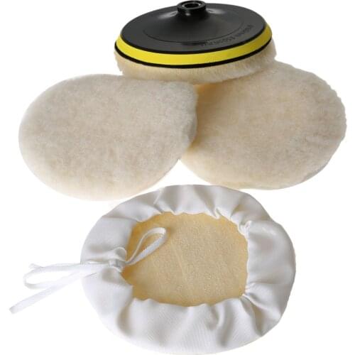 Yetaha 5Pcs 180mm Wool Clean Polishing Buffer Wool Bonnets Wheel Auto Polishing Buffing Detailing Cleaning Wax Pads Car Wash Set