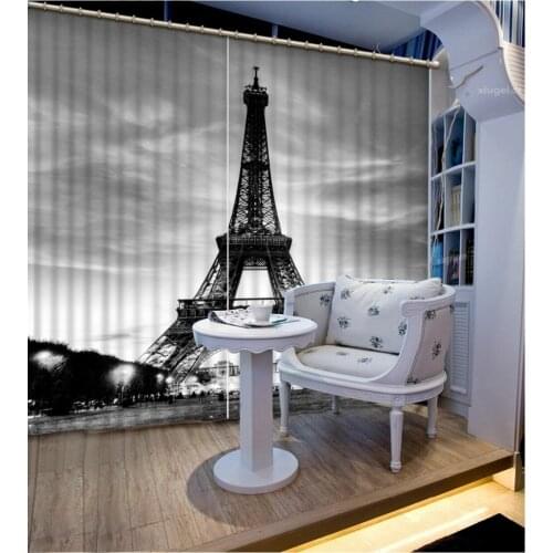 Tower curtains indow Blackout Luxury 3D Curtains set For Bed room Living room Office Hotel black curtains