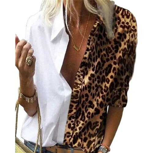 Blouse Women 2021 New Fashion Europe womens Long Sleeve Printed Leopard Grain Loose Shirt Chiffon Blusas