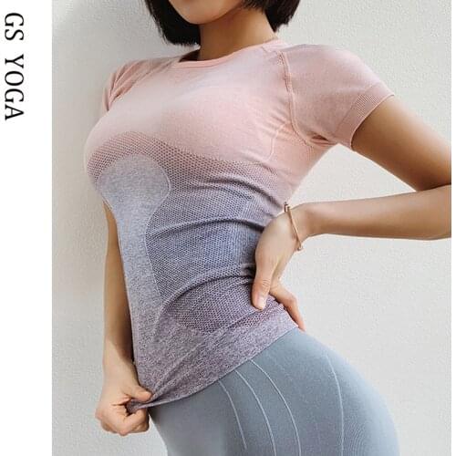 2019 Seamless Crop Top Women Short Sleeves Yoga Tops Compression Activewear Soft Running T Shirt High Elasticity Workout Tops