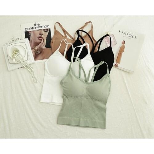 Obrix Female Light Casual Camis V-Neck Summer Basic Halter Padded Slim Fit Tank Top For Women