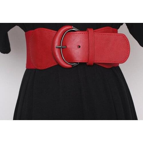 Womens runway fashion elastic PU leather Cummerbunds female Dress Corsets Waistband Belts decoration wide belt R3138