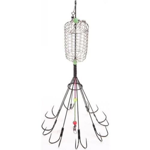 1set New Fishing Feeder Tackle fishing hook Stainless Steel Trap Spring Cage Bait Container Fully fishing accessories