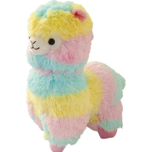 28CM new rainbow sheep color grass mud horse god animal alpaca wool toy, gift for children