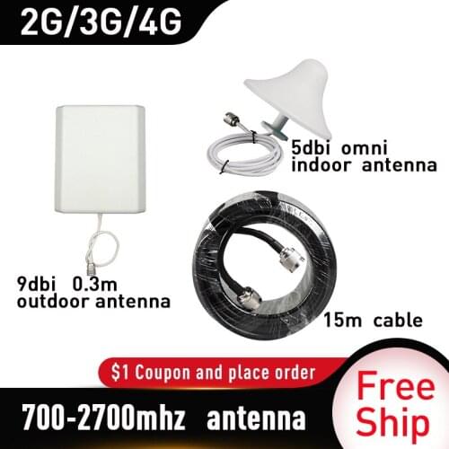 2G 3G 4G Antenna 700~2700mhz 9dbi Outdoor antenna Ceiling indoor Antenna 15 meter cable Accessories for Mobile Signal Booster