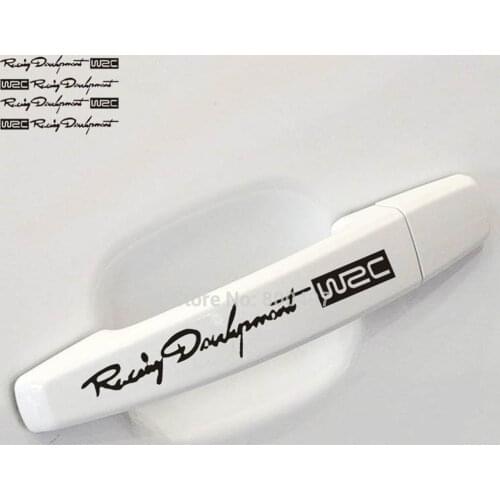 4 x Car Styling Fashion Creative Auto Decorative Decals World Racing Development WRC Car Door Handle Vinyl Car Body Decals