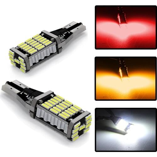 50PCS T15 921 W16W 45 SMD LED 4014 Car Auto Canbus Reversing Lamps Stop Light Back up Lights Reverse Bulb Brake Lamp White