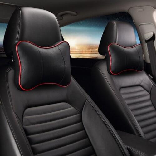 Car Neck Pillow PU Leather Seat Head rest Pillows Cushion For Renault BMW Toyota Nissan Volkswagen Mazda Hyundai Honda Kia