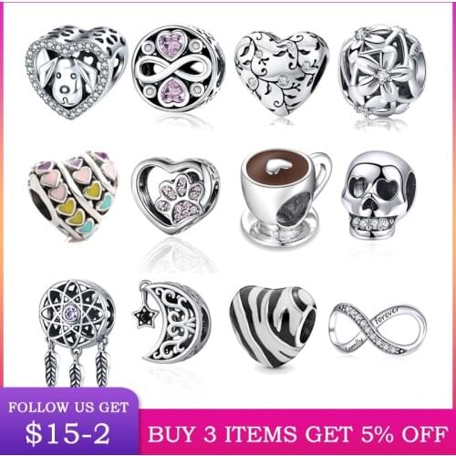 Hot Sale 100% Real 925 Sterling Silver Infinity Coffee Cup Beads Fit Original 3mm Bracelets DIY Jewelry Making For Women