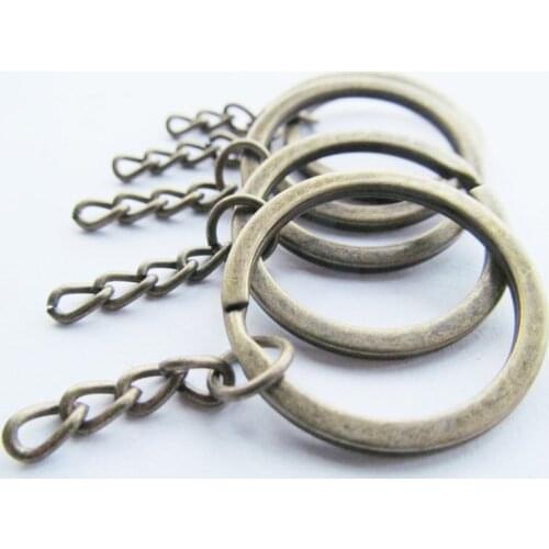 50pcs 30mm Silver tone/Antique Bronze Two Circle Key Chain Ring Connector Clasp Pendant Charm Finding,Extender Chain, DIY