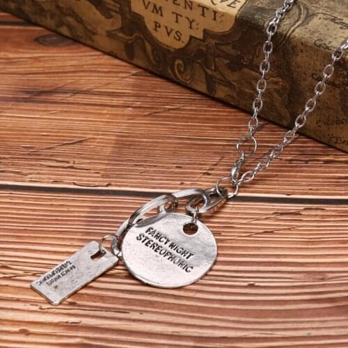 1pcs Punk Gothic Women Girls Round Metal Lock Pendant Chain Necklace Jewelry Gifts Geometric Stitched Round Letter Necklace