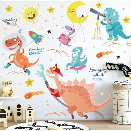 COVPAW Wall Stickers Dinosaur Jurassic Park Kids Room Decoration Cartoon Animal Girl Boy Bed Room Decor Wallpaper Nursery