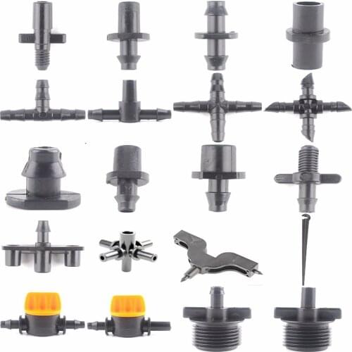 4/7mm Garden Irrigation Connector 20Species Parts Barb Valve Hose Bracket Tee Four Links Melon And Fruit Botany Irrigation Joint