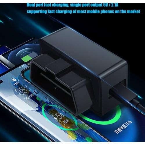 Dual Port OBD Charger for Tesla Model 3/Y/X Car Concealed Fast Charging Splitter Adapter ABS Universal 12V 24V Auto Charger
