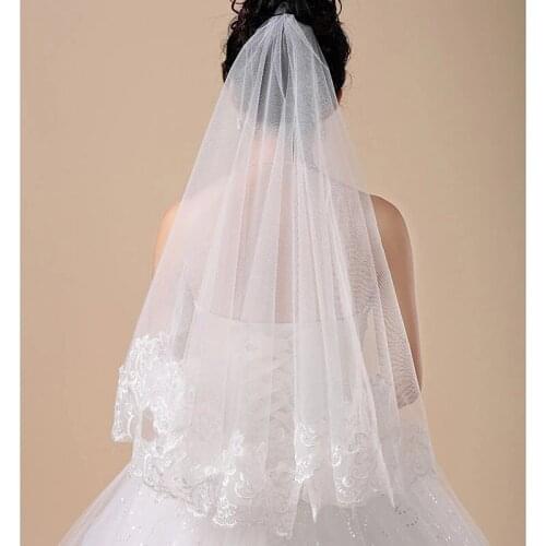 Cathedral Wedding Veils Without Comb Long Lace Edge Bridal Accessories Mariage Bride