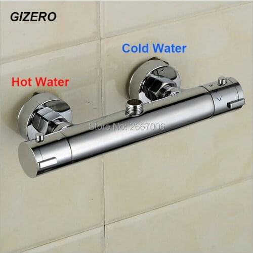 GIZERO Free Shipping Temprature Control Tap chrome wall mounted bathroom thermostatic shower faucet mixing valve Tap GI908