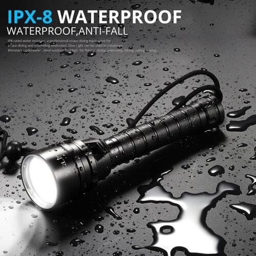 IPX8 Waterproof Professional 5L2 Diving Flashlight 18650 5200MAH Scuba Dive Torch 200M Underwater Tactical Flashlight Lantern