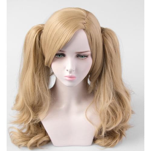 Anime Persona 5 Anne Takamaki Panther Horsetail Wig Cosplay Costume Long Hair Halloween Party Wigs + Cap Prop for Womens Girls