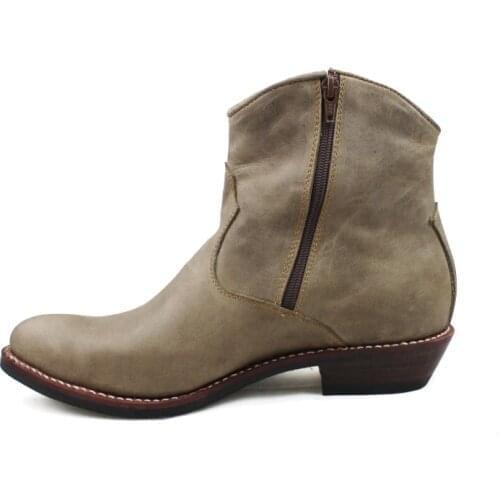 Handmade Cowboy Riding Boots Mens Luxury Genuine Leather Shoes Block Med Heels Vintage Western Pointed Toe Knight Ankle Boots