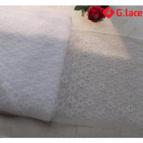 LACE 3m/lot Rice white embroidered lace 27cm wide mesh yarn lace accessories handicraft lace fabric wedding dress XT006