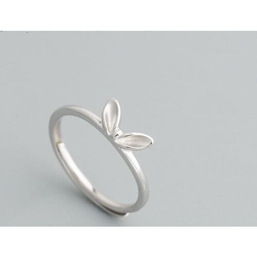 Fashion Simple Silver Color Cute Rabbit Ears Rings for Women Girls Fine Ring Adjustable Opening Cocktail Party Ring Jewelry