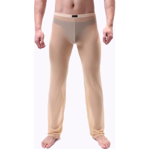 Mens Pants Mens Sleep Bottoms Home Pants Loose Sexy Mens Lounge Pants See Through Sexy Male Pajamas Sleepwear