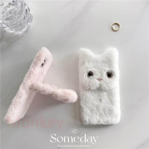Fur Plush 3D Cat Ears Phone Case For Xiaomi 11 Ultra 10 Lite Note10 9 10T 9T 9SE Mi Poco F3 F2 F1 M3 X3 Pro TPU Soft Phone Cover