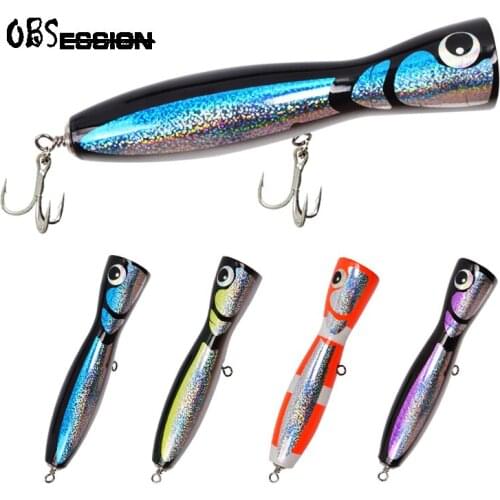OBSESSION 120g 21.5cm Big Topwater Wooden Bait Popper GT Surface Popping Lure Boat Fishing Treble Hooks Artificial Trolling Bait