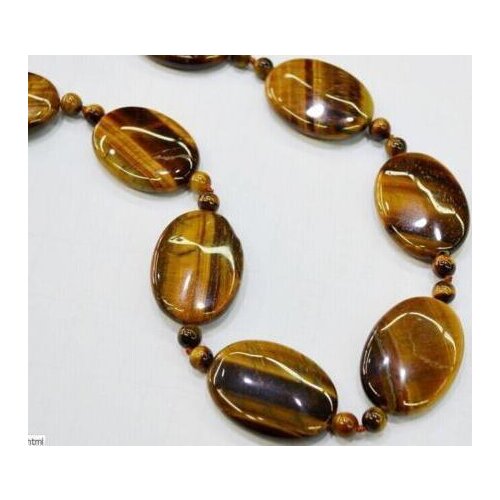 New 13X18mm & 6mm Natural Yellow Tiger Eye jewelry Necklace 17