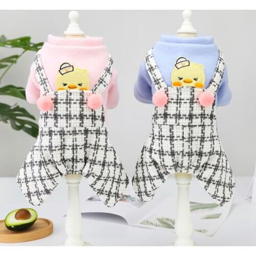 Dogs Cats Pet Clothing Dog Jumpsuit Hoodie Plaid Cartoon Desigh Puppy Coat Jacket Winter Warm Clothes