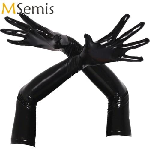1 Pair Sexy Womens Fashion Faux Leather Long Gloves Club Wear Costume for Pole Dancing Party Nightclub Stage Performance