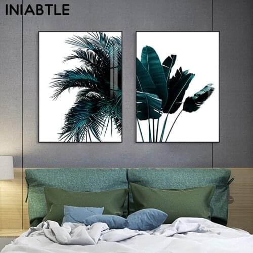 Blue Banana Palm Tree Leaf Canvas Poster Botanical Print Abstract Painting Nordic Modern Wall Art Picture Living Room Home Decor