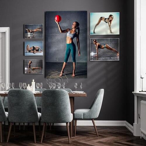 Long Hair Health Gril Self-Discipline Poster, Woman Keep Fit Yoga Exercises Art Print, Sexy Body Curve Home Yoga Gym Wall Decor