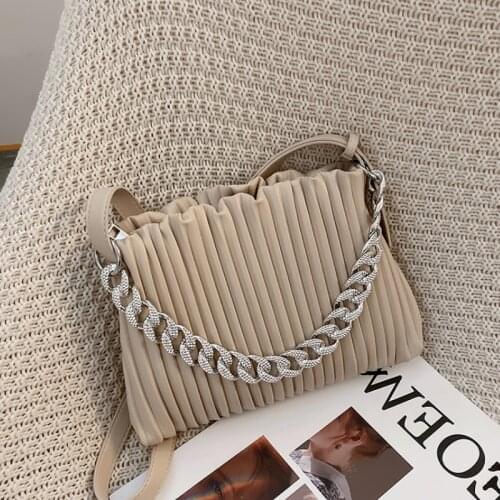 Pleated Square Underarm bag 2021 Summer New High-quality PU Leather Womens Designer Handbag Luxury brand Shoulder Messenger Bag