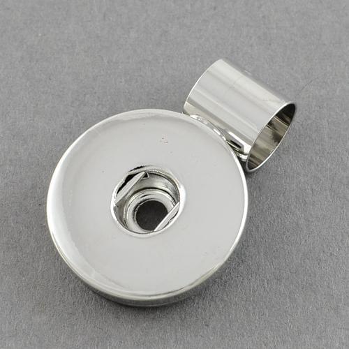 Brass Rhinestone Snap Pendant Making Flat Round 27x19x8mm Hole: 7mm; Fit Snap Buttons in 4x6mm Knob