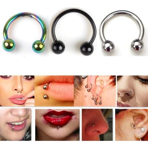 5pcs Circular Barbell Horseshoe Piercing Lip Labret Eyebrow Nose Ring Nipple Piercing Body Jewelry 16g 19G Gold Color
