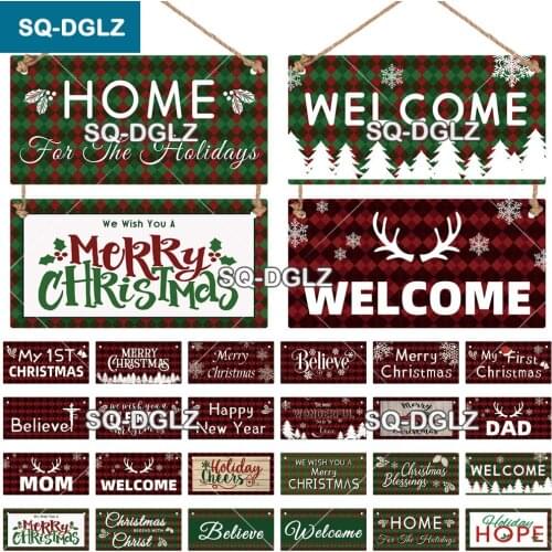 [SQ-DGLZ] Merry Christmas Wooden Sign Gifts Plate Plaque Wood Plaque Pub Wall Decoration Pendant Door Hanging Sign Home Decor