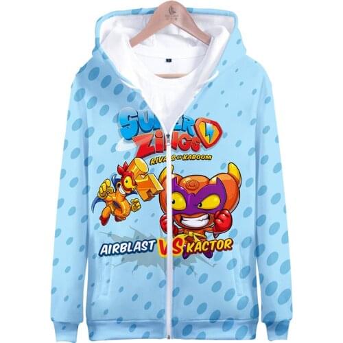 Cool Cartoon Super Zings Hoodies Sweatshirts Boys Girls Funny Zipper Hoodies Men/women Superzings Pullover Coat Children Clothes