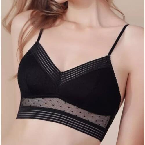 U Backless Invisible Lace Bra New Sexy Low Back Bralette Ladies Polka Dot Mesh Ultra Thin Underwear Women Lingerie Tank Top Bras