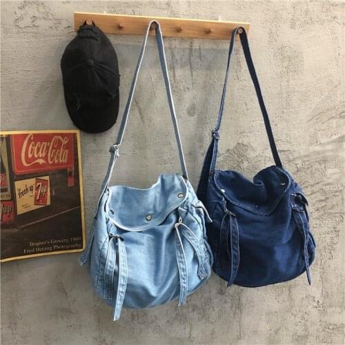 Women Denim Blue Shoulder Bag New Design Brand Female Canvas Jeans Tote Handbags Large Vintage Crossbody Travel Mochila