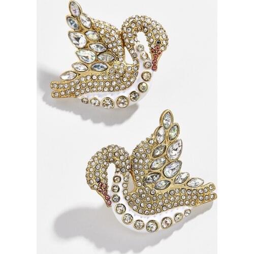 E Swans Statement Stud Earrings For Women Cute Crystal Swan Earrings Shiny New Fashion Jewelry Bridal Gifts Accessories