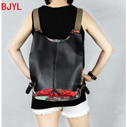 Leather Women Backpack Travel Bag Female Large Capacity Shoulder Bags Ladies School Laptop Bag Print New 2019 Genuine Leather