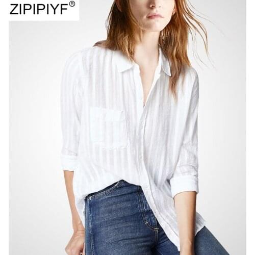 Женские рубашки в полоску ZIPIPIYF China At AliExpress