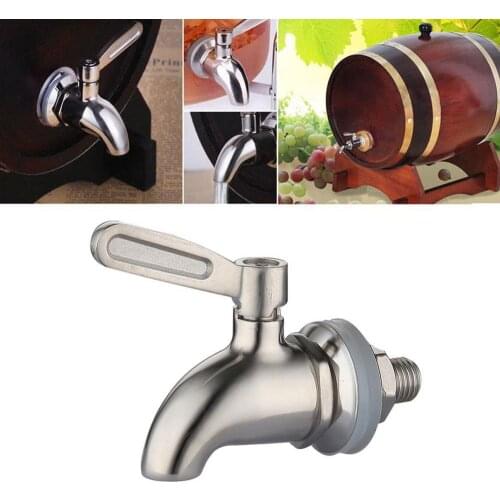 16mm Beverage Wine Barrel Faucet Drink Dispenser Tap Steel Water Coffee Juice Silver Taps Spigot Faucet Stainless B2E0