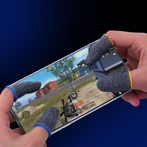 2Pcs Breathable Mobile Game Controller Finger Cover Sweat Proof Gaming Finger Gloves Non-Scratch Carbon Fiber Thumbs Sleeve
