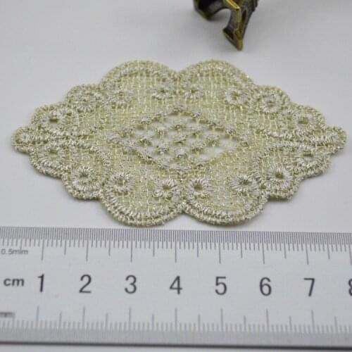 20Pieces Gold Embroidery Fabric Venice Lace Patch Trimmings Clothes Flower Heart Lips Shaped Wedding Dress DIY Lace Appliques