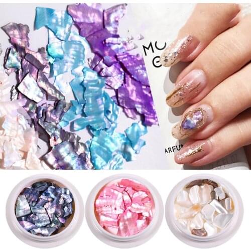 2021 Nature Shell Stickers Nails Design Fashion Accessories for Nail Art Decorations Irregular Accessories for Manicure