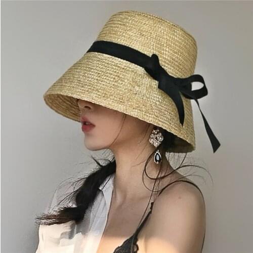 202107-2509320 Retro handmade straw holiday leisure lady bucket cap women fishermen hat