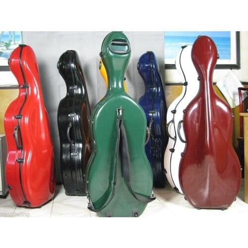 4/4 dark green fiberglass cello hard case w/ wheells #6716